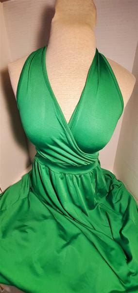 Vibrant Kelly Green Long Jersey Dress