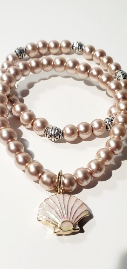 Blush pearl inspired glass beaded bracelet set