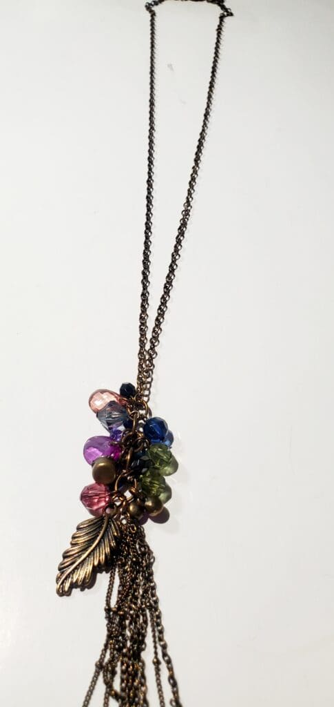 Beautiful long colorful beaded charm necklace
